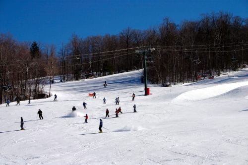 Winter downhill skiing