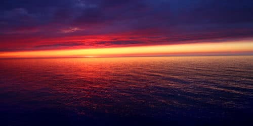 Sunset view of Lake Superior on park point hike