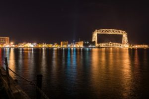 Skyline of Duluth Minnesota at summer night