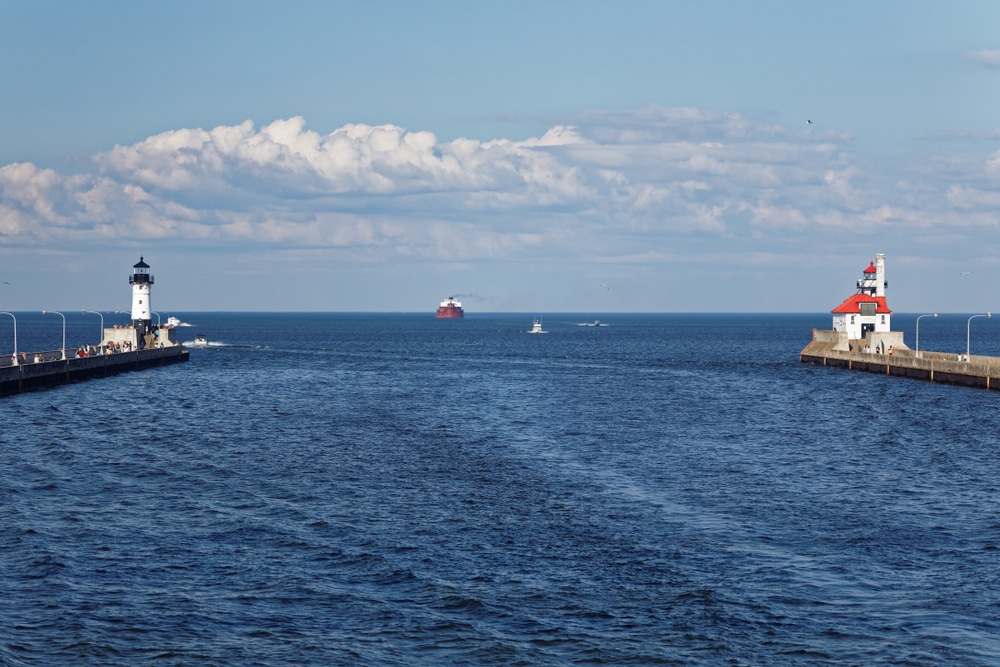 shipwatching from our bed and breakfast in Duluth MN