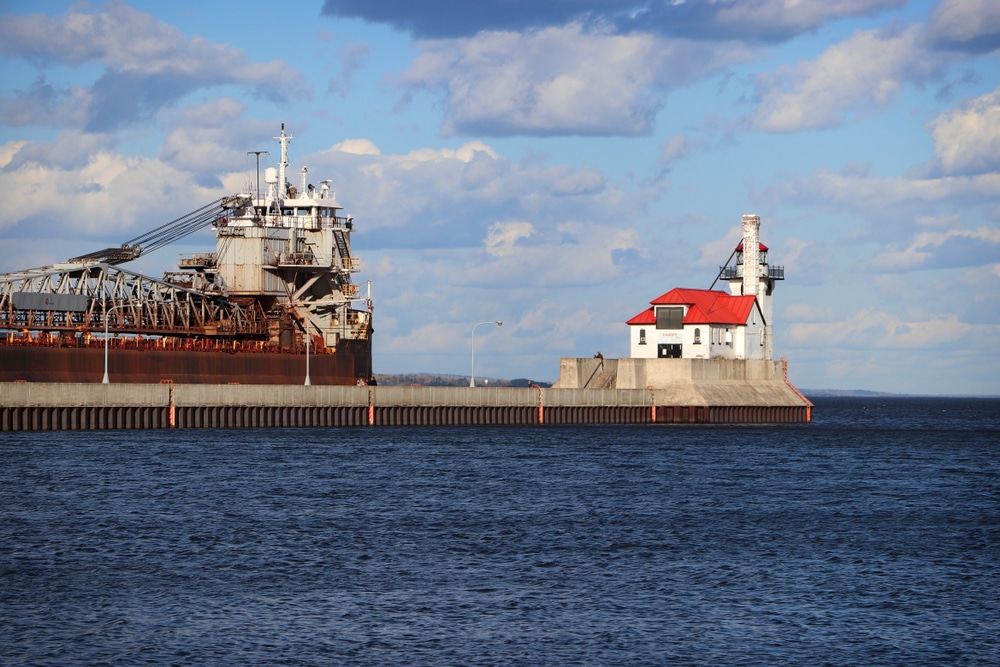 shipwatching from our bed and breakfast in Duluth MN