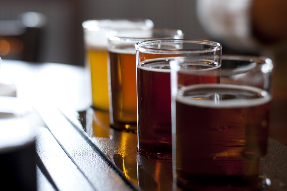 A Flight of Beer at Bent Paddle Brewing, one of the top Duluth breweries.
