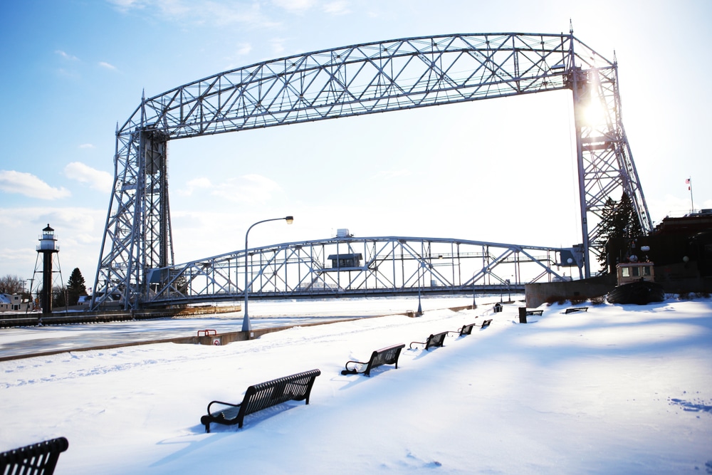 If you're looking for what to do in Duluth on a snowy day, bundle up and see the historic lift bridge