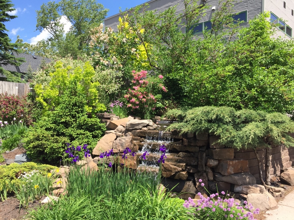 Gardens at our Duluth Bed and Breakfast include a water feature